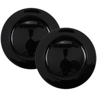 Set van 2x stuks kerstdiner onderborden rond zwart glimmend 33 cm - thumbnail