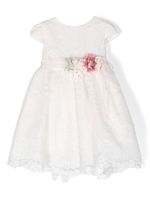 Mimilù robe en tulle à fleurs brodées - Blanc