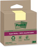 Post-it Super Sticky Notes Recycled, 70 vel, ft 76 x 76 mm, geel, pak van 3 blokken - thumbnail