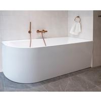 Sub half vrijstaand bad hoek rechts (ronding links) inclusief waste 180 x 80 cm, wit