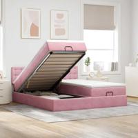 vidaXL Ottoman bed met matrassen 200x200cm fluweel roze