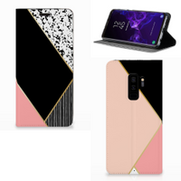 Samsung Galaxy S9 Plus Stand Case Zwart Roze Vormen