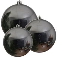 3x Grote zilveren kerstballen van 14/20/25 cm glans van kunststof - thumbnail