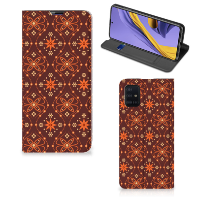 Samsung Galaxy A51 Hoesje met Magneet Batik Brown Samsung Galaxy A51 Hoesje met Magneet Batik Brown