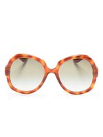 Gucci Eyewear lunettes de soleil oversize à logo gravé - Marron