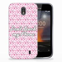 Nokia 1 Silicone-hoesje Flowers Pink DTMP - thumbnail