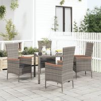 Tuinstoelen 4 st met kussens poly rattan grijs - thumbnail