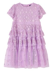 NEEDLE & THREAD KIDS robe en tulle à fleurs brodées - Violet