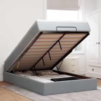 vidaXL Ottoman bed met matras 120x200cm stof lichtgrijs, bedframe, ottoman bedframe, bedframe met opbergruimte onder het bed, bedframe met opbergruimte