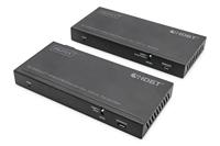 DIGITUS DS-55526 HDMI KVM Extender (HDBaseT) - UHD 4K/60 Hz - 120 m via LAN-kabel (HDBaseT 100 m) - Set: Zender & Ontvanger - IR Infrarood - HDMI 2.0b & HDCP 2.2 & HDBaseT 1.0