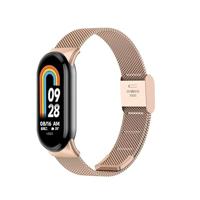 By Qubix - Milanese bandje - Champagne goud - Compatible met Xiaomi Smart Band 8 & 9 - Compatible Xiaomi bandje