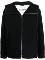 Jil Sander veste en laine vierge à capuche - Noir