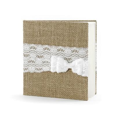 Gastenboek jute met strik