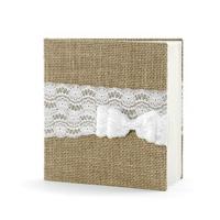 Gastenboek jute met strik
