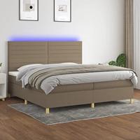 vidaXL Boxspring met matras en LED stof taupe 200x200 cm