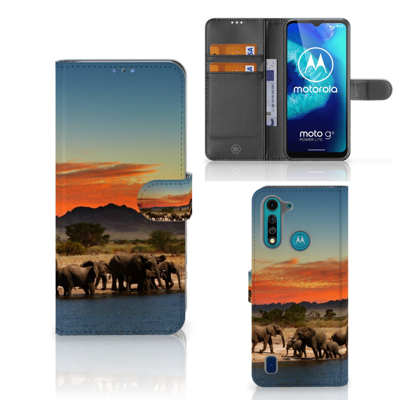 Motorola G8 Power Lite Telefoonhoesje met Pasjes Olifanten Motorola G8 Power Lite Telefoonhoesje met Pasjes Olifanten