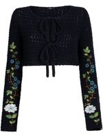 ETRO cardigan en crochet à fleurs brodées - Noir