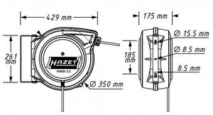 Hazet 9040D-2.5 Kabelhaspel voor aan de muur