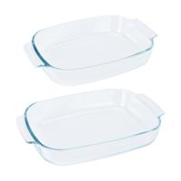 Ovenschalen 2-delige set - glas - ovaal - 2.7 en 3.8 Liter - vaatwasser bestendig