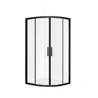 Douchecabine 80x80 - Milano Schuifdeur Hoekinstap Kwartrond Mat Zwart