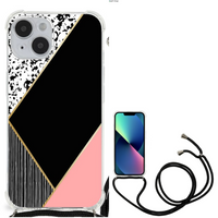 iPhone 14 Shockproof Case Zwart Roze Vormen - thumbnail