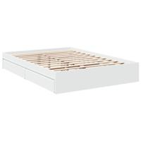 vidaXL Bedframe met lades bewerkt hout wit 140x190 cm, bed, bed ombouw, 2 persoonsbed, bedbodem, slaapkamermeubel, tweepersoonsbed, 2 persoons bed
