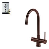 Selsiuz Inox kokend water kraan met titanium combi extra boiler en C-uitloopkraan copper