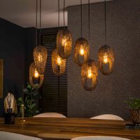 LifestyleFurn Hanglamp Shanay Wire, 4+3-lamps - Artic zwart