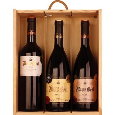 Monte Real Wooden Wine Box 3x75CL
