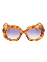 Cutler & Gross lunettes de soleil carrées à effet écailles de tortue - Marron