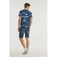 Cars T-shirt met all over print blauw/grijs