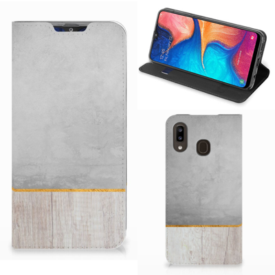 Samsung Galaxy A30 Book Wallet Case Wood Concrete Samsung Galaxy A30 Book Wallet Case Wood Concrete