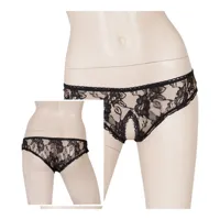 Slipje Met Open Kruis Zwart - S/XL