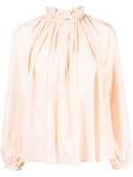 Lanvin blouse en soie à col plissé - Orange