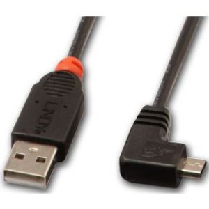 Lindy 2m, USB 2.0 A/Micro USB B, 90°, M/M USB-kabel USB A Micro-USB B Zwart