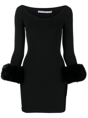 Alexander Wang Jurk met imitatiebont - Zwart