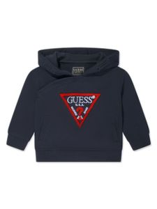 guess kids hoodie en coton à logo brodé - Bleu