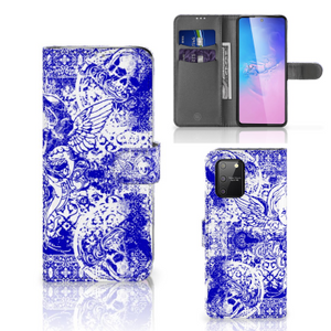 Telefoonhoesje met Naam Samsung S10 Lite Angel Skull Blauw