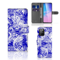 Telefoonhoesje met Naam Samsung S10 Lite Angel Skull Blauw