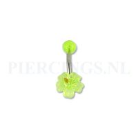 Navelpiercing acryl bloem geel parelmoer