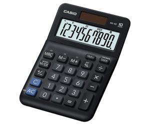 Casio MS-10F Bureaurekenmachine Zwart Aantal displayposities: 10 werkt op batterijen, werkt op zonne-energie (b x h x d) 101 x 148.5 x 27.6 mm