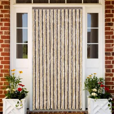 VidaXL Vliegengordijn 118x220 cm chenille donkerbruin en beige VidaXL Vliegengordijn 118x220 cm chenille donkerbruin en beige