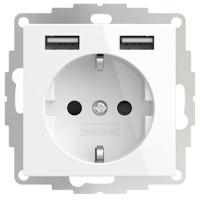 2USB inCharge PRO - 12W/2,4A - glanzend wit USB stopcontact met 2 USB-A poorten