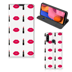 Samsung Galaxy A20s Hoesje met Magneet Lipstick Kiss