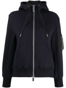 sacai hoodie en jersey à fermeture zippée - Bleu