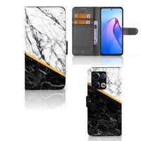 OPPO Reno8 Pro Bookcase Marmer Wit Zwart - Origineel Cadeau Man - thumbnail