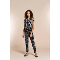 Geisha jumpsuit met zebraprint zwart/groen