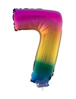 Folieballon Cijfer 7 Regenboog - 41cm - thumbnail