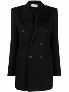 Saint Laurent blazer en laine à boutonnière croisée - Noir