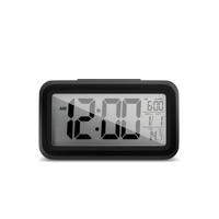 MEBUS digitaler Wecker mit Lichtsensor, Innenthermometer, 2 Weckzeiten, Schlummer-Funktion/Material: Kunststoff/Farbe: Schwarz/Modell: 42435
